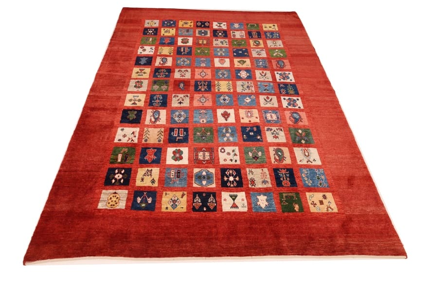 farbenfroher-loribaft-teppich-310x222-cm-200000-knoten-handgeknupft-5 Loribaft Orientteppich 308 × 221 cm aus Wolle, handgeknüpft