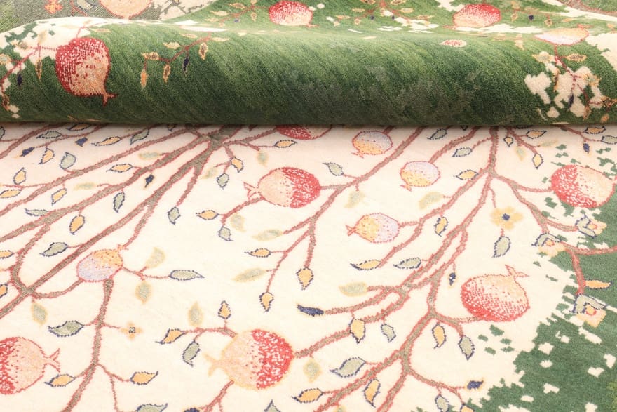 loribaft-teppich-303x197-cm-granatapfelbaum-200000-knoten-handgeknupft-3 Loribaft Orientteppich aus Indien, 301 × 196 cm