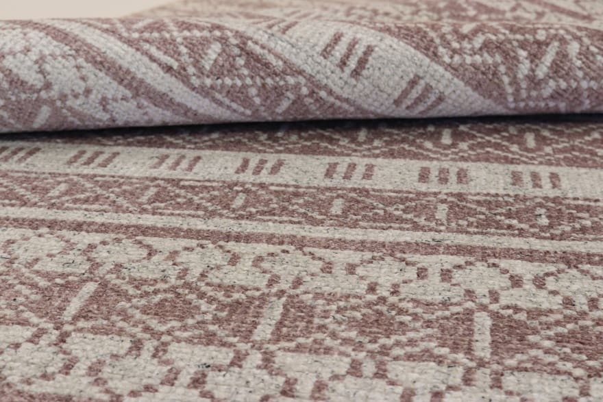 modern-ikat-teppich-243x167-cm-handgeknupft-beige-braun-unikat-2 Orientteppich aus Indien, 241 × 166 cm