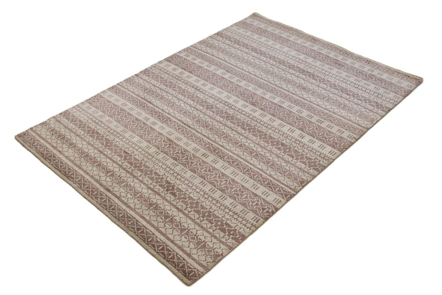 modern-ikat-teppich-243x167-cm-handgeknupft-beige-braun-unikat-3 Orientteppich aus Indien, 241 × 166 cm