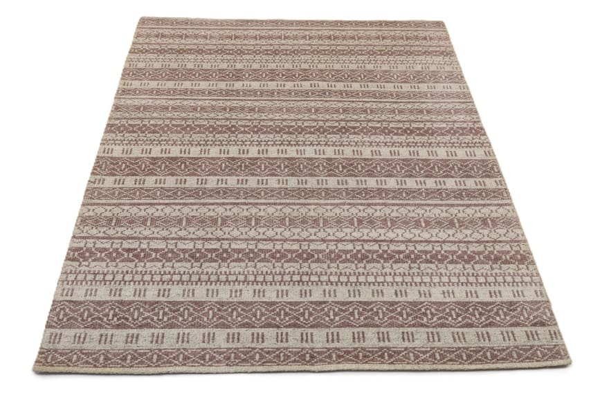 modern-ikat-teppich-243x167-cm-handgeknupft-beige-braun-unikat-7 Orientteppich aus Indien, 241 × 166 cm