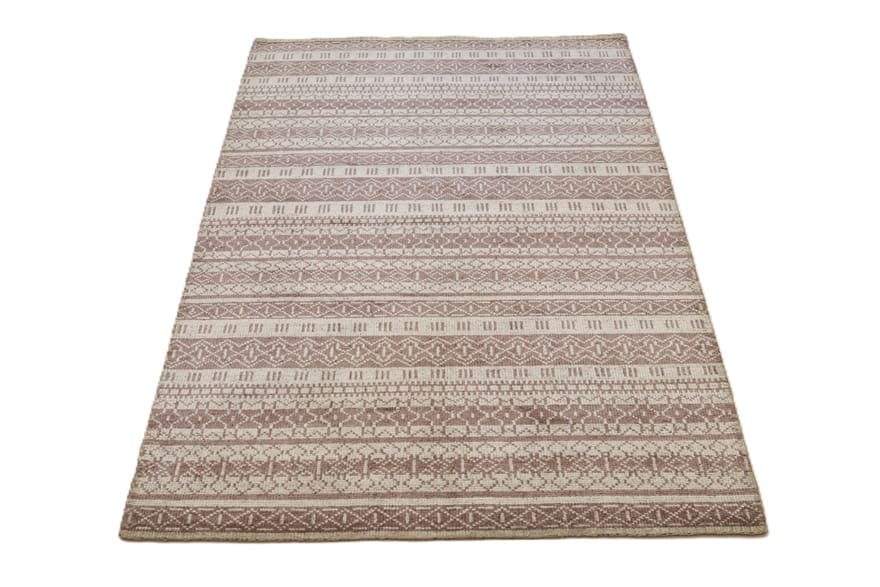 modern-ikat-teppich-243x167-cm-handgeknupft-beige-braun-unikat-9 Orientteppich aus Indien, 241 × 166 cm
