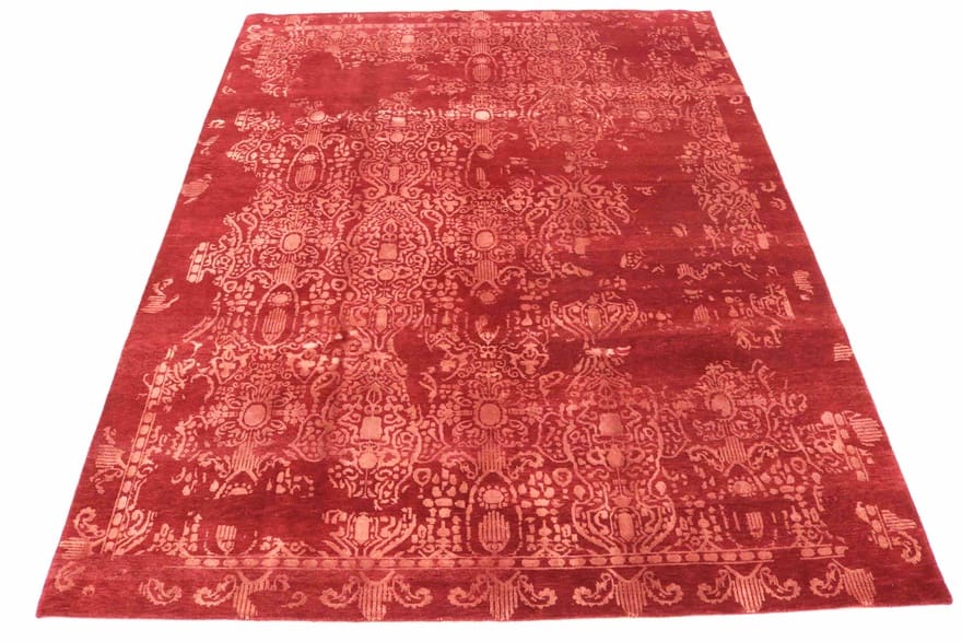 modern-lotus-teppich-319x244-cm-handgeknupft-orientalisches-design-6 Orientteppich 317 × 243 cm aus Wolle & Seide, handgeknüpft