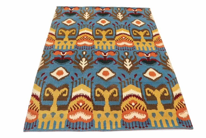 modern-ikat-orientteppich-244x175-cm-handgeknupft-designer-teppich-1 Handgeknüpfter Orientteppich, 242 × 174 cm, Wolle