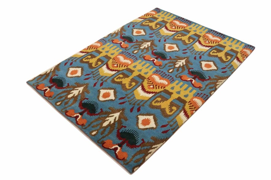 modern-ikat-orientteppich-244x175-cm-handgeknupft-designer-teppich-6 Handgeknüpfter Orientteppich, 242 × 174 cm, Wolle