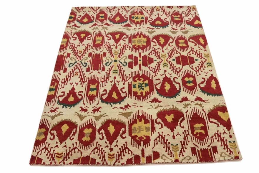 modern-ikat-teppich-236x171-cm-handgeknupft-orientalisches-design-1 Orientteppich aus Indien, 234 × 170 cm