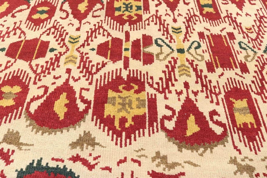 modern-ikat-teppich-236x171-cm-handgeknupft-orientalisches-design-4 Orientteppich aus Indien, 234 × 170 cm