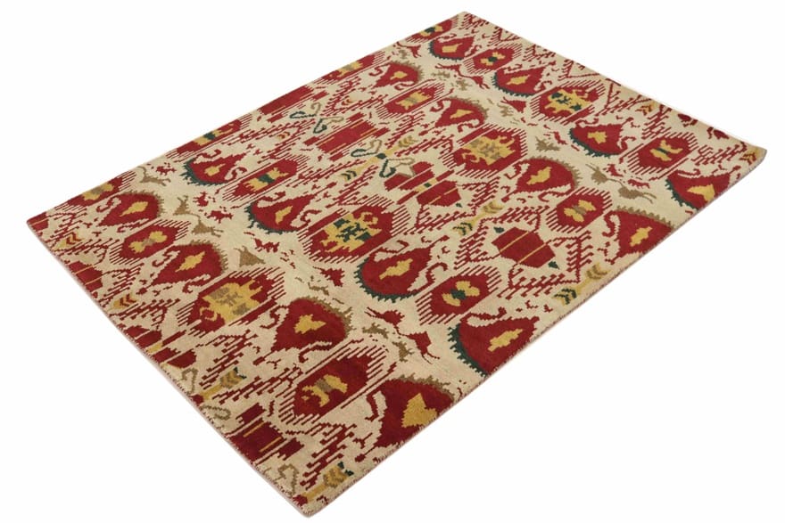 modern-ikat-teppich-236x171-cm-handgeknupft-orientalisches-design-5 Orientteppich aus Indien, 234 × 170 cm