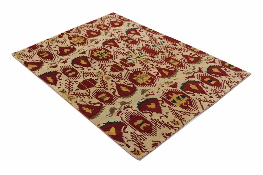 modern-ikat-teppich-236x171-cm-handgeknupft-orientalisches-design-6 Orientteppich aus Indien, 234 × 170 cm