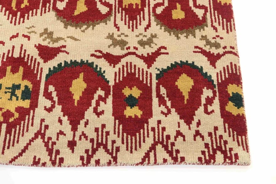 modern-ikat-teppich-236x171-cm-handgeknupft-orientalisches-design-8 Orientteppich aus Indien, 234 × 170 cm