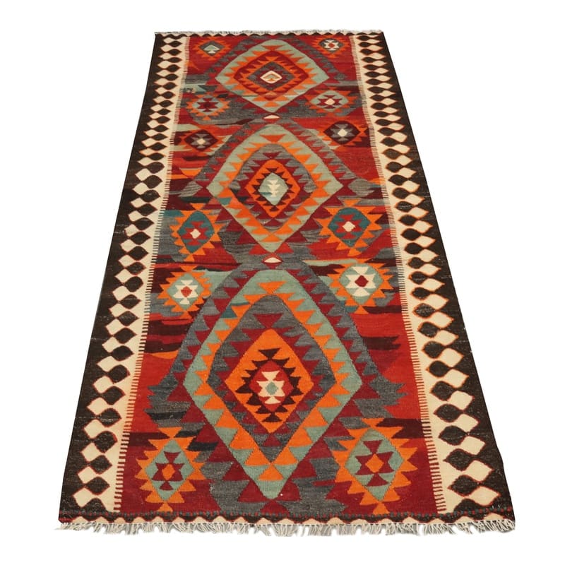Kerman Kelim Perserteppich 300 × 138 cm aus Wolle, handgewebt
