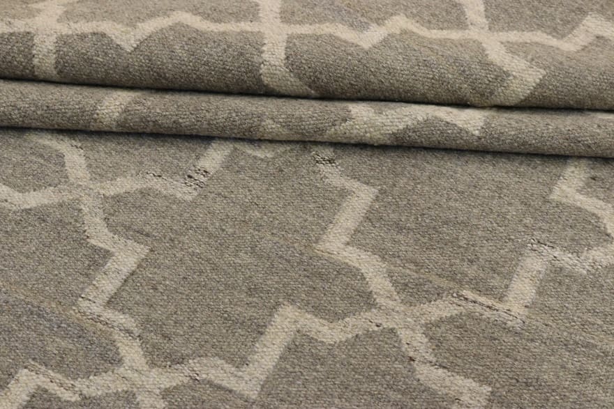 handgewebter-kelim-teppich-234-x-164-cm-grau-beige-pflegeleicht-1 Kelim aus Indien, 232 × 163 cm