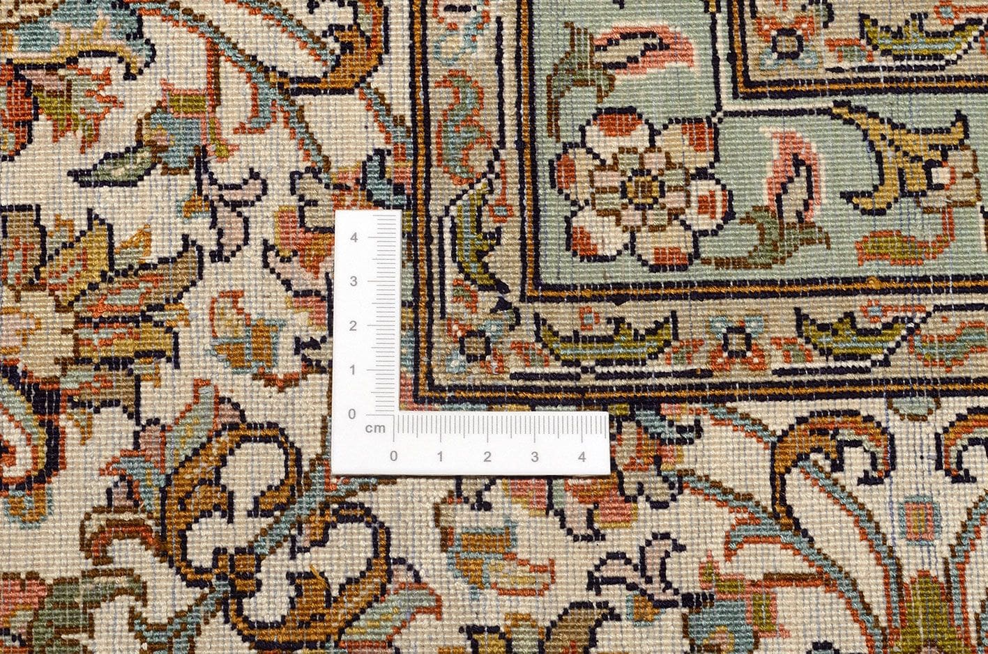 kashmirseide-teppich-248-x-333-cm-persisches-muster-handgeknupft-2 Kashmir Orientteppich aus Indien, 248 × 333 cm
