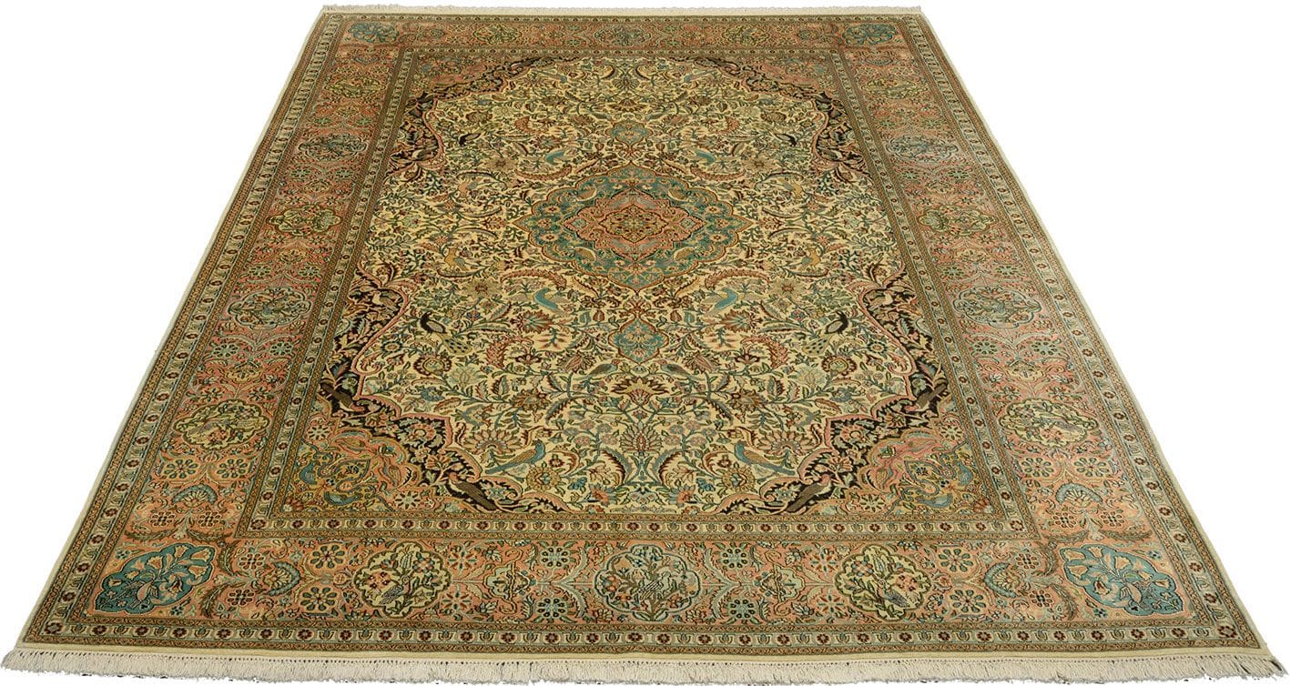 Handgeknüpfter Kashmir Orientteppich, 247 × 334 cm, Wolle & Seide