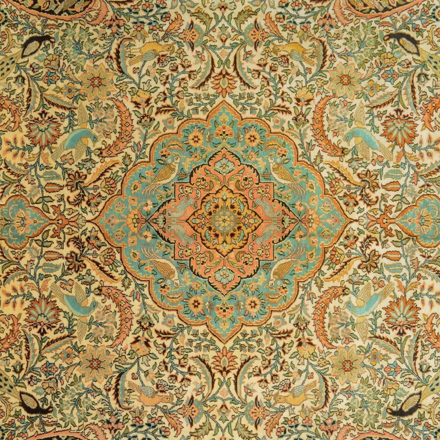 Handgeknüpfter Kashmir Orientteppich, 247 × 334 cm, Wolle & Seide
