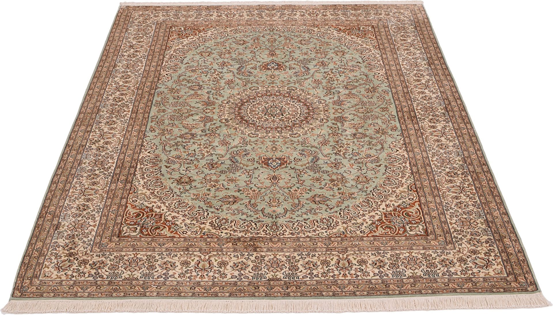 Kashmir Orientteppich 180 × 250 cm aus Wolle & Seide, handgeknüpft