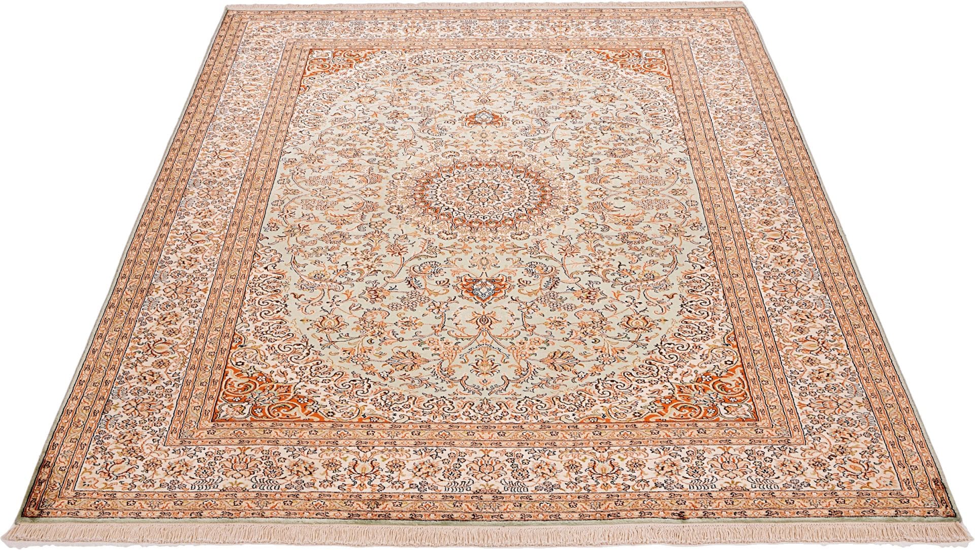 Kashmir Orientteppich 180 × 250 cm aus Wolle & Seide, handgeknüpft