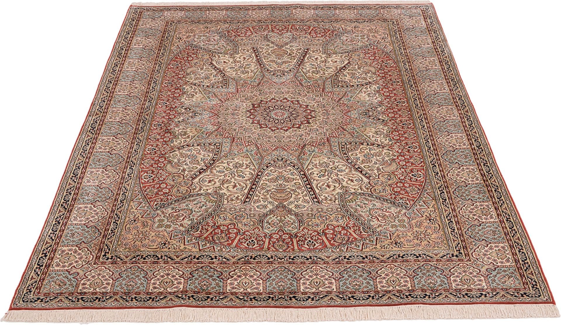 Handgeknüpfter Kashmir Orientteppich, 172 × 248 cm, Wolle & Seide