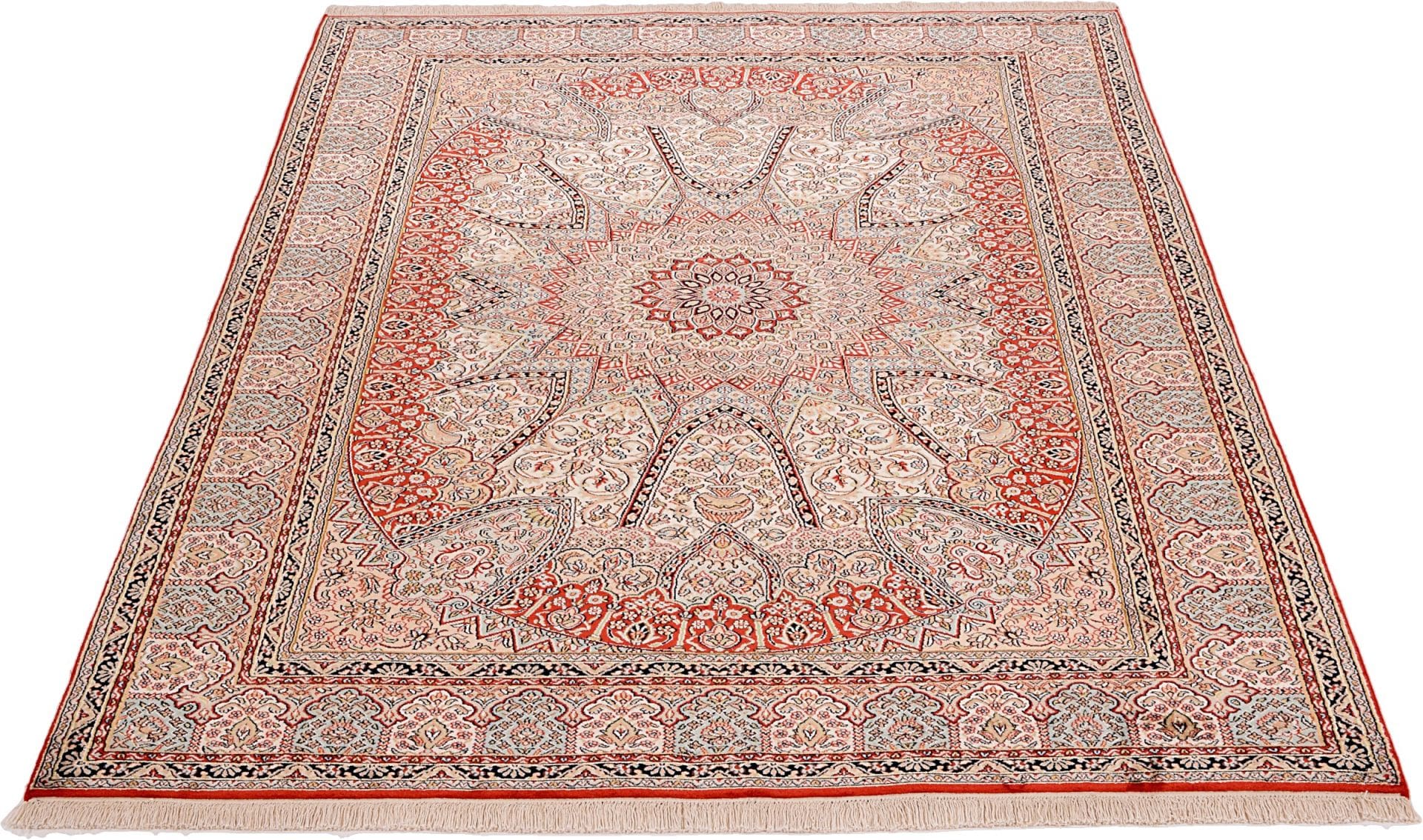 Handgeknüpfter Kashmir Orientteppich, 172 × 248 cm, Wolle & Seide