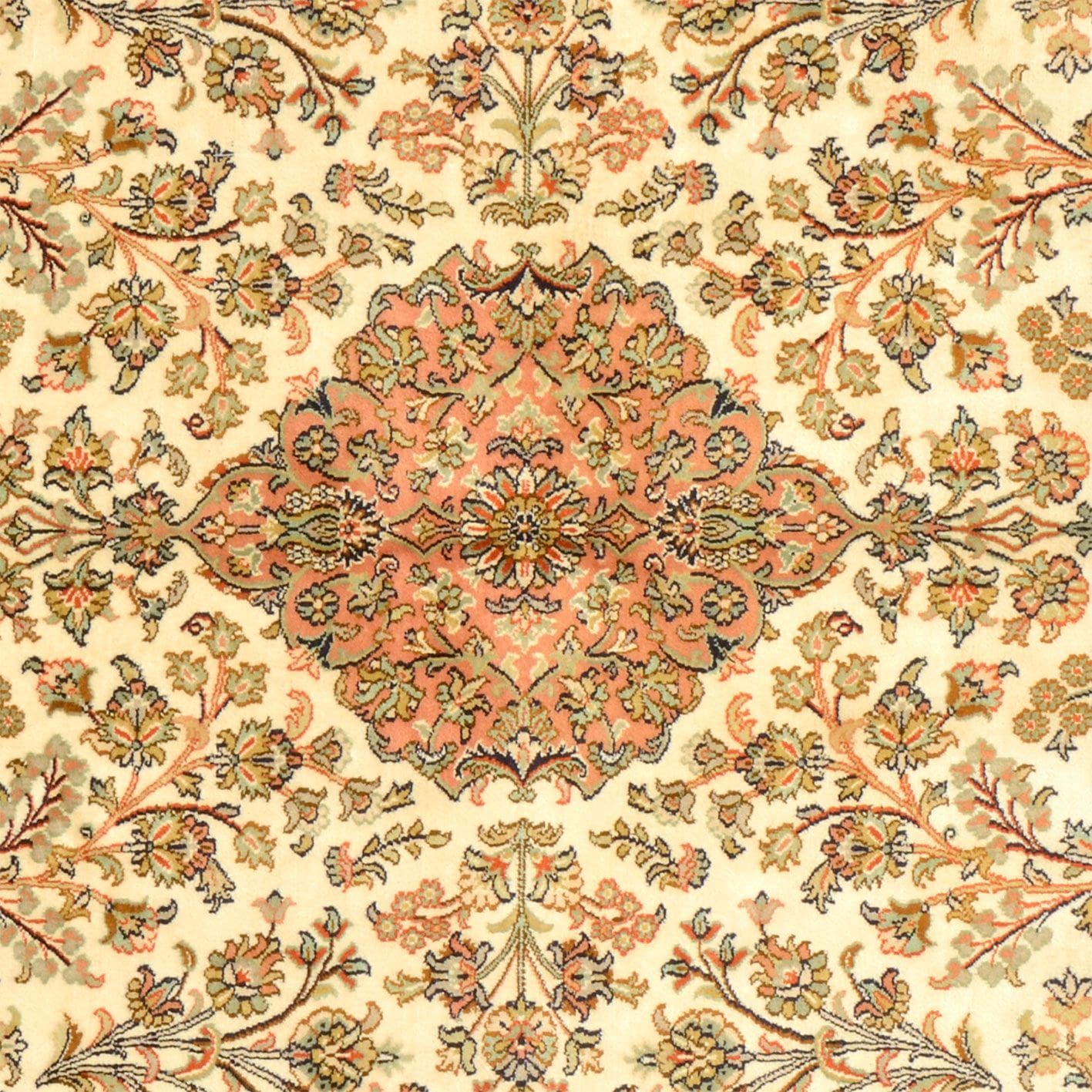 eleganter-kashmirseide-orientteppich-159-x-223cm-handgeknupft-3 Kashmir Orientteppich 159 × 223 cm aus Wolle & Seide, handgeknüpft