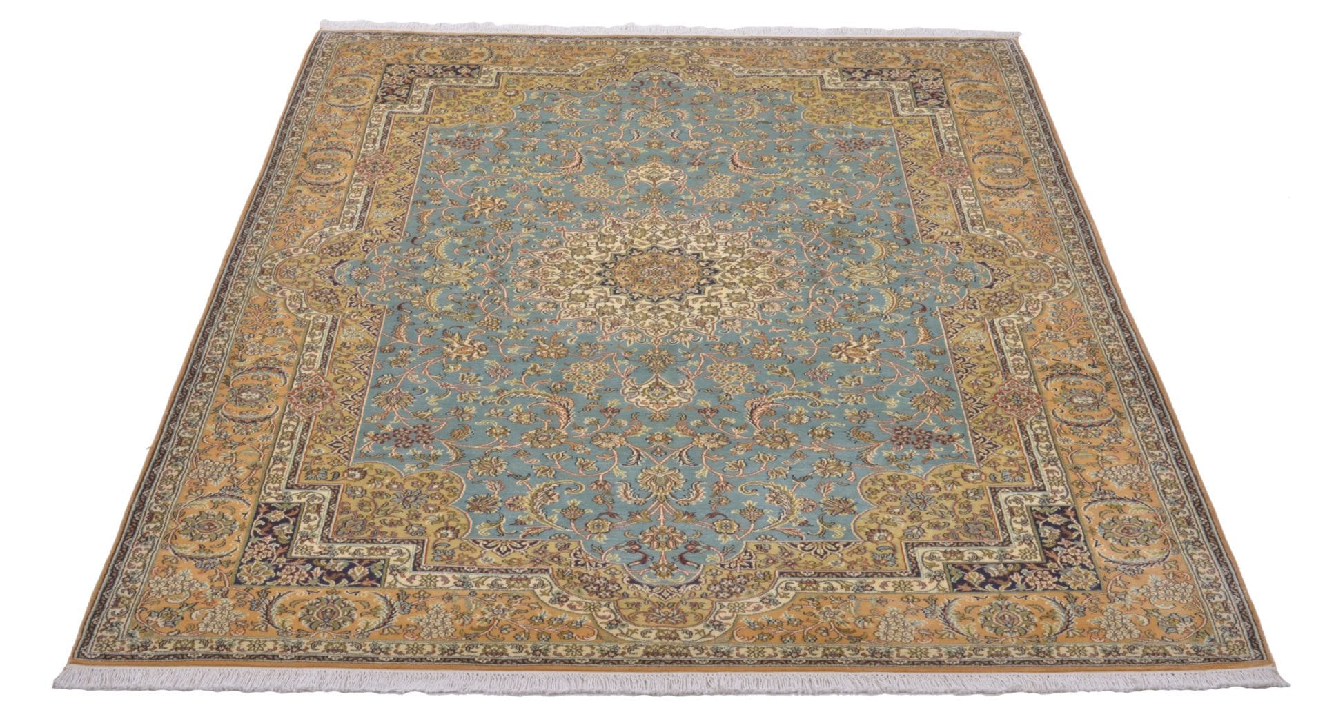 Kashmir Orientteppich 172 × 241 cm aus Seide, handgeknüpft