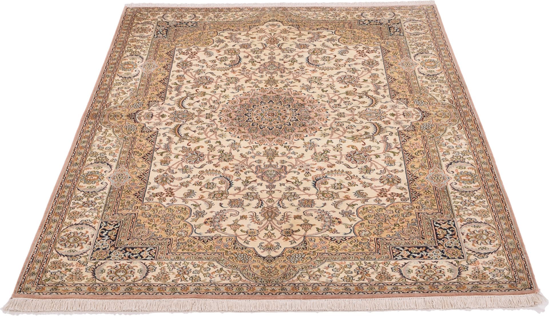 Kashmir Orientteppich 159 × 215 cm aus Seide, handgeknüpft