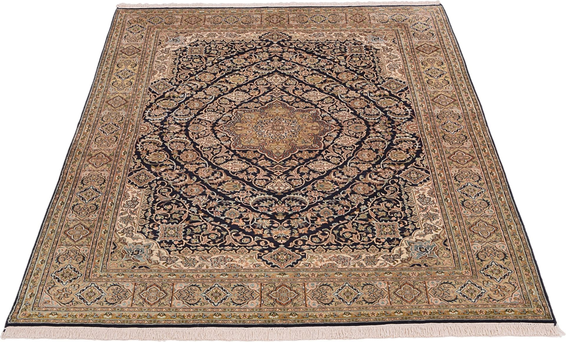 Handgeknüpfter Kashmir Orientteppich, 152 × 222 cm, Wolle & Seide