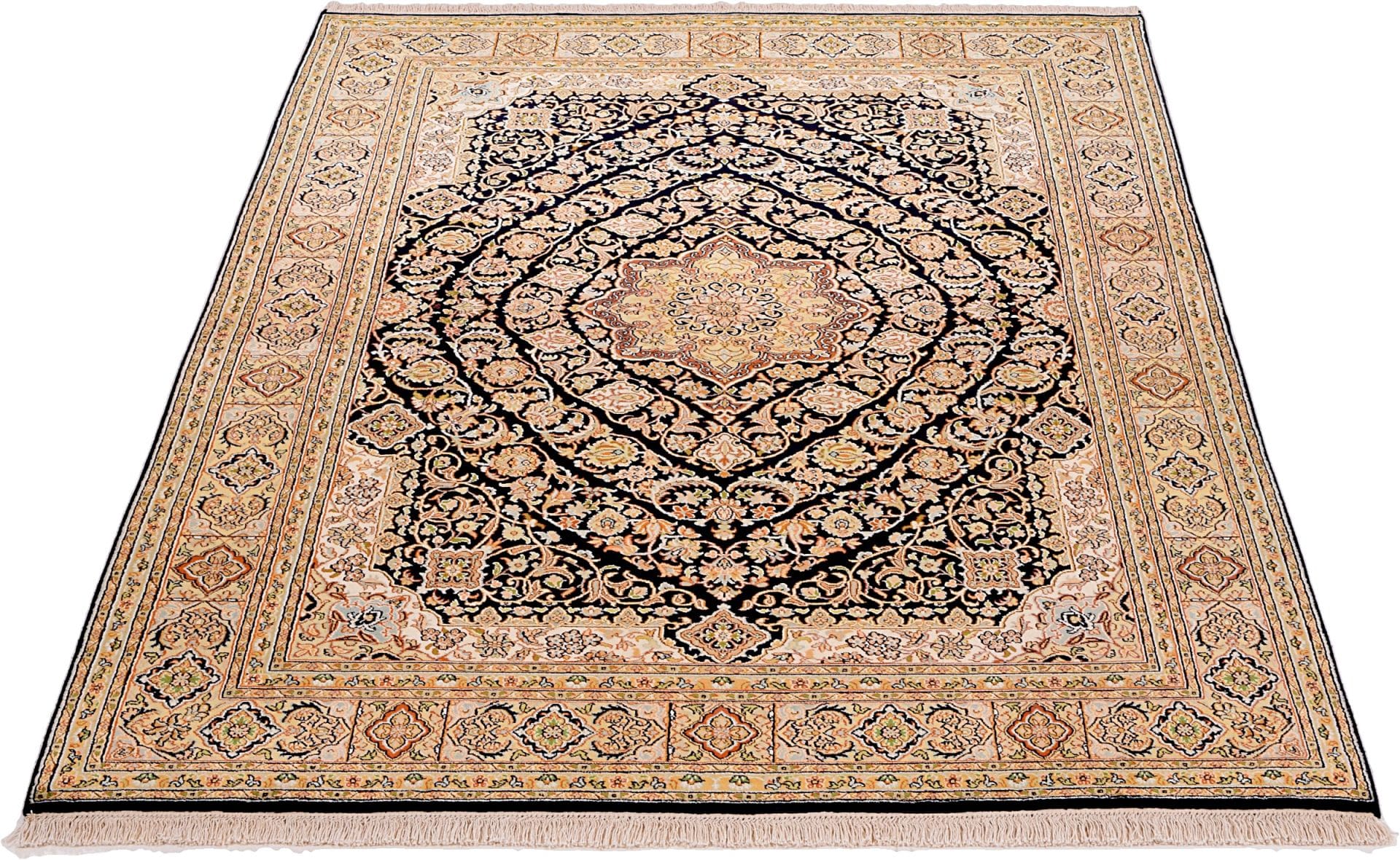 Handgeknüpfter Kashmir Orientteppich, 152 × 222 cm, Wolle & Seide