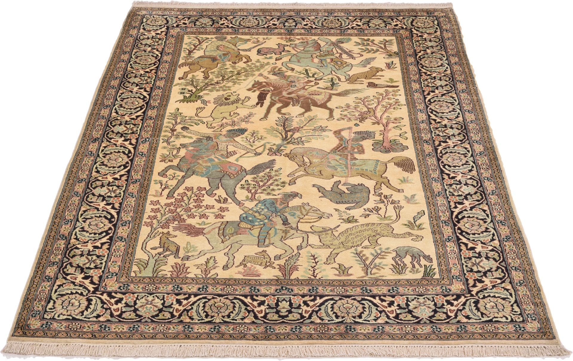 orientteppich-kashmirseide-143-x-215-cm-persisches-muster-handgeknupft-1 Handgeknüpfter Kashmir Orientteppich, 143 × 215 cm, Seide