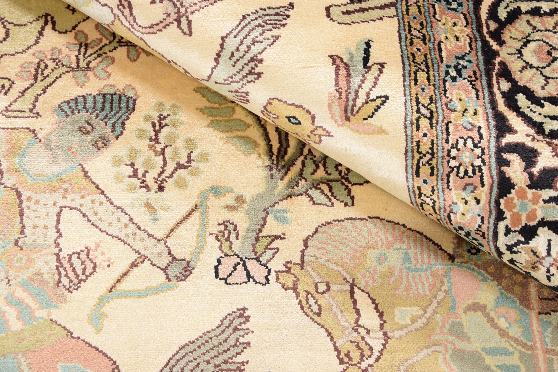 orientteppich-kashmirseide-143-x-215-cm-persisches-muster-handgeknupft-3 Handgeknüpfter Kashmir Orientteppich, 143 × 215 cm, Seide