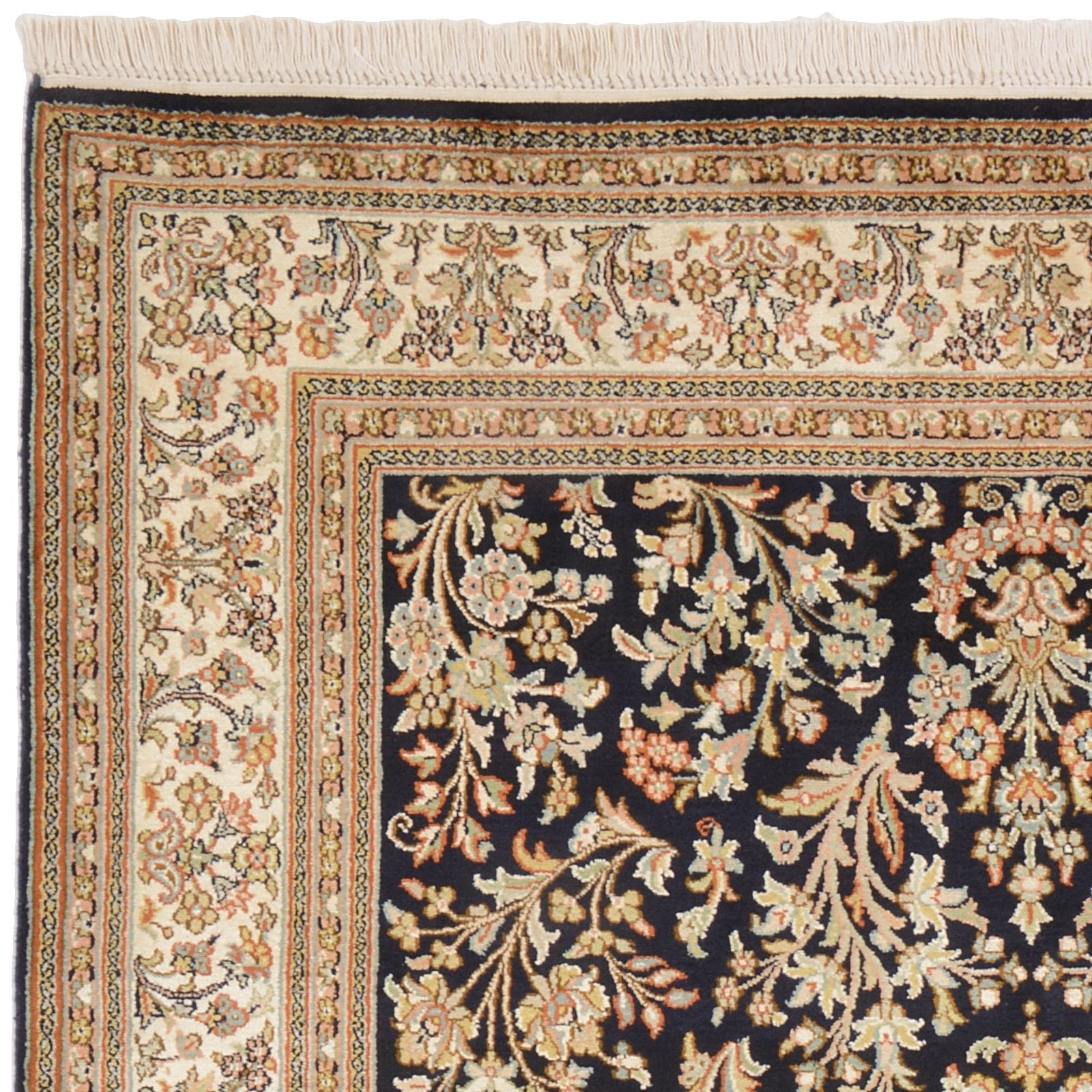 kashmirseide-teppich-127-x-189-cm-handgeknupft-edles-design-5 Kashmir Orientteppich aus Indien, 127 × 189 cm
