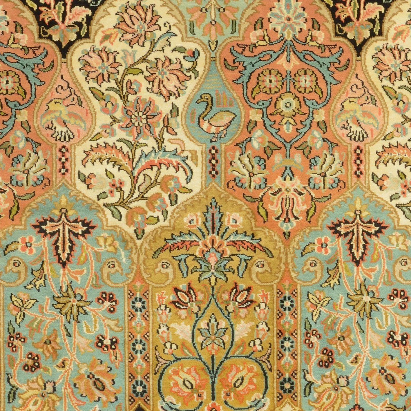 kashmirseide-teppich-128-x-183cm-edles-pastell-handgeknupft-3 Kashmir Orientteppich 128 × 183 cm aus Wolle & Seide, handgeknüpft