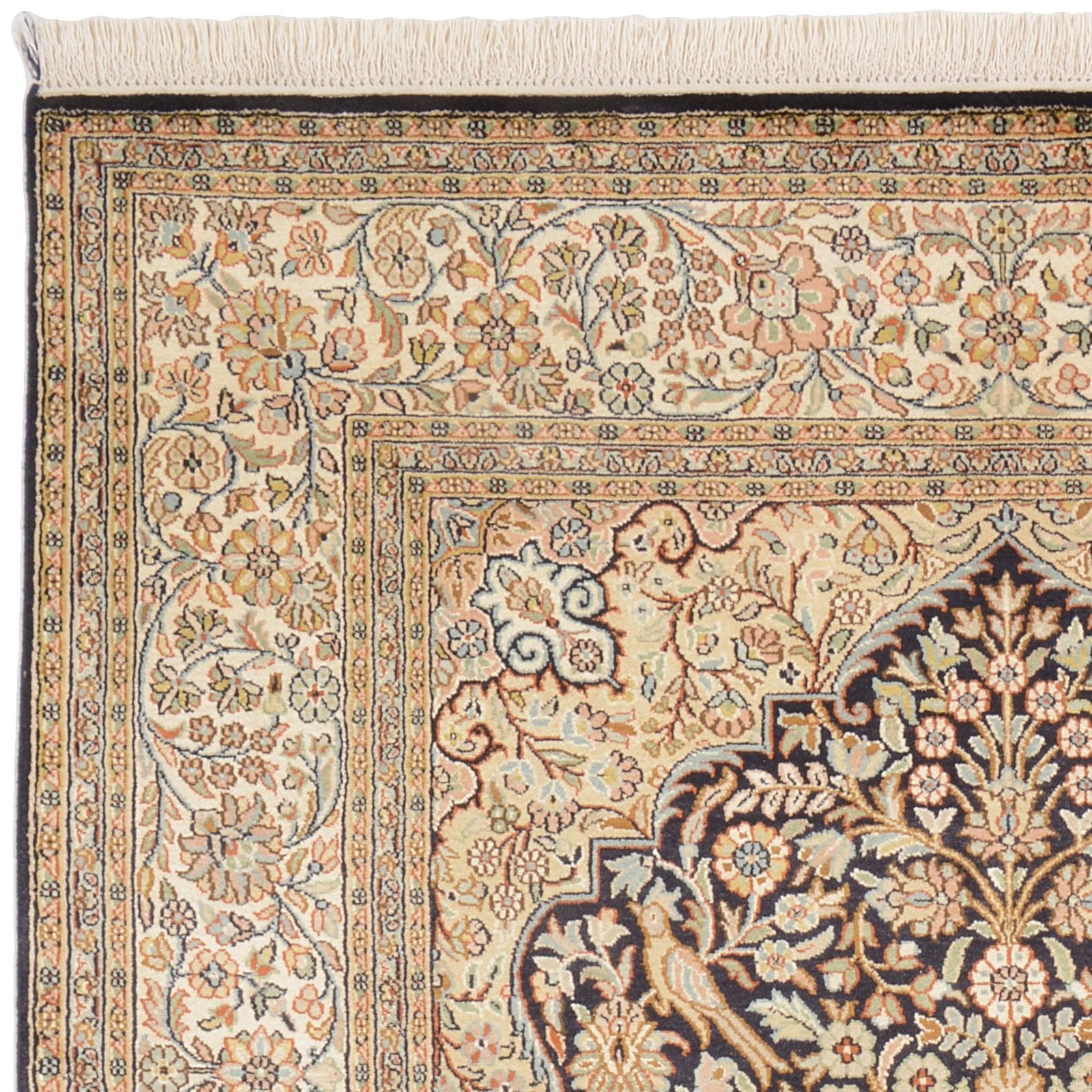 orientteppich-kashmirseide-125-x-188cm-handgeknupft-edles-muster-5 Kashmir Orientteppich 125 × 188 cm aus Seide, handgeknüpft