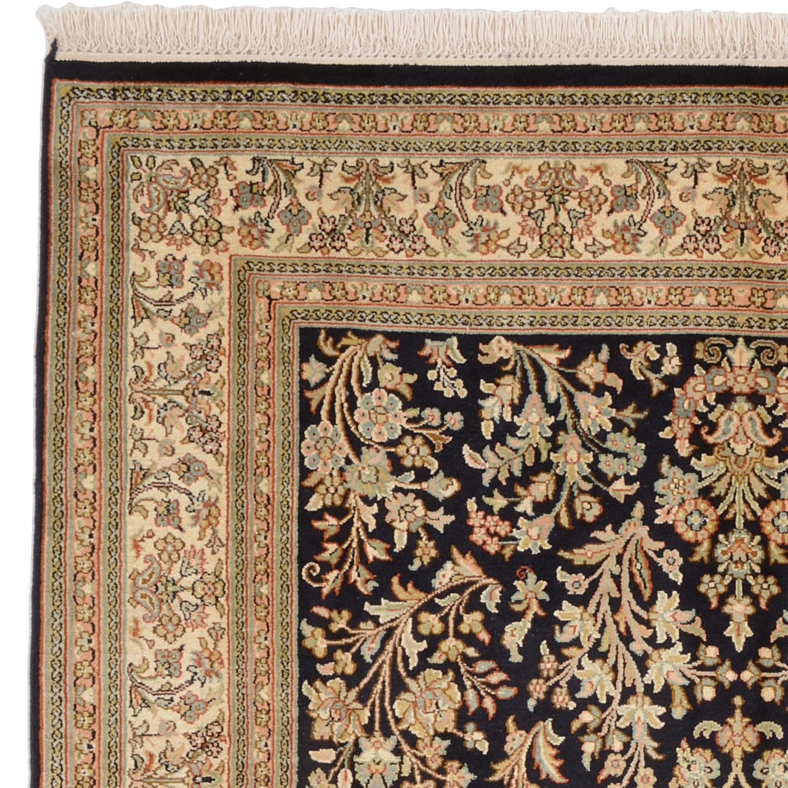 kashmirseide-teppich-124-x-185-cm-persisches-muster-handgeknupft-5 Handgeknüpfter Kashmir Orientteppich, 124 × 185 cm, Wolle & Seide