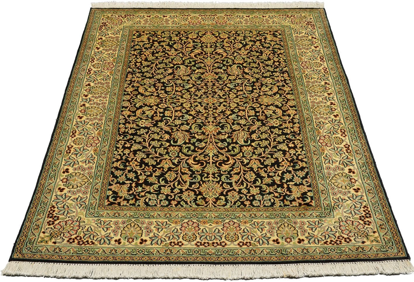 Handgeknüpfter Kashmir Orientteppich, 124 × 192 cm, Seide