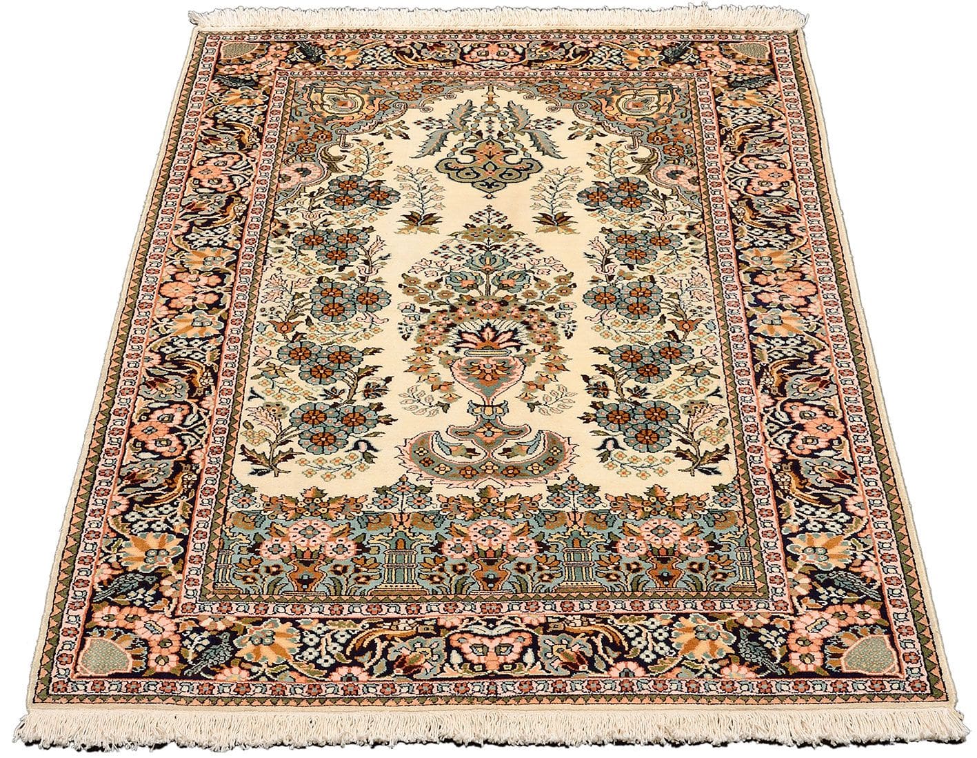 Kashmir Orientteppich 95 × 156 cm aus Wolle & Seide, handgeknüpft