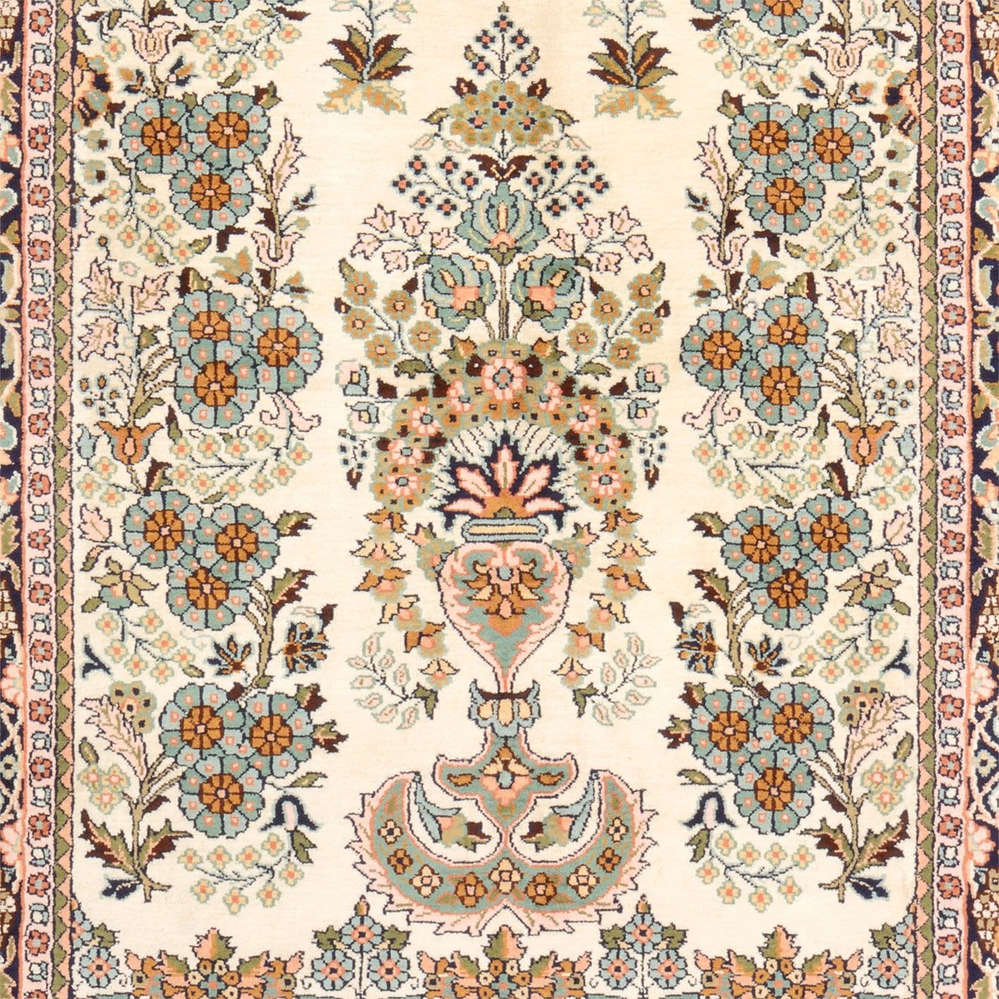 Kashmir Orientteppich 95 × 156 cm aus Wolle & Seide, handgeknüpft