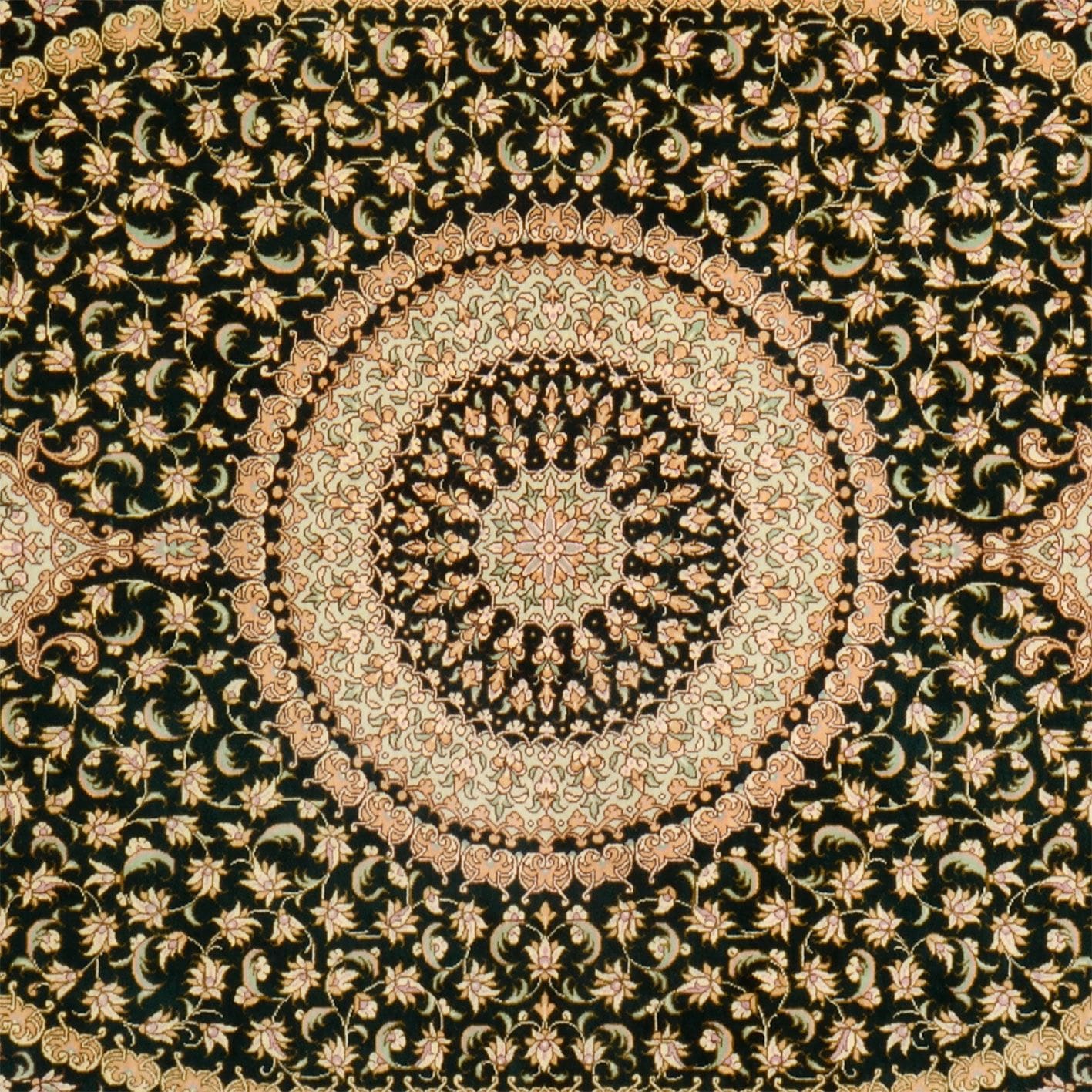 Ghom Perserteppich 130 × 191 cm aus Seide, handgeknüpft