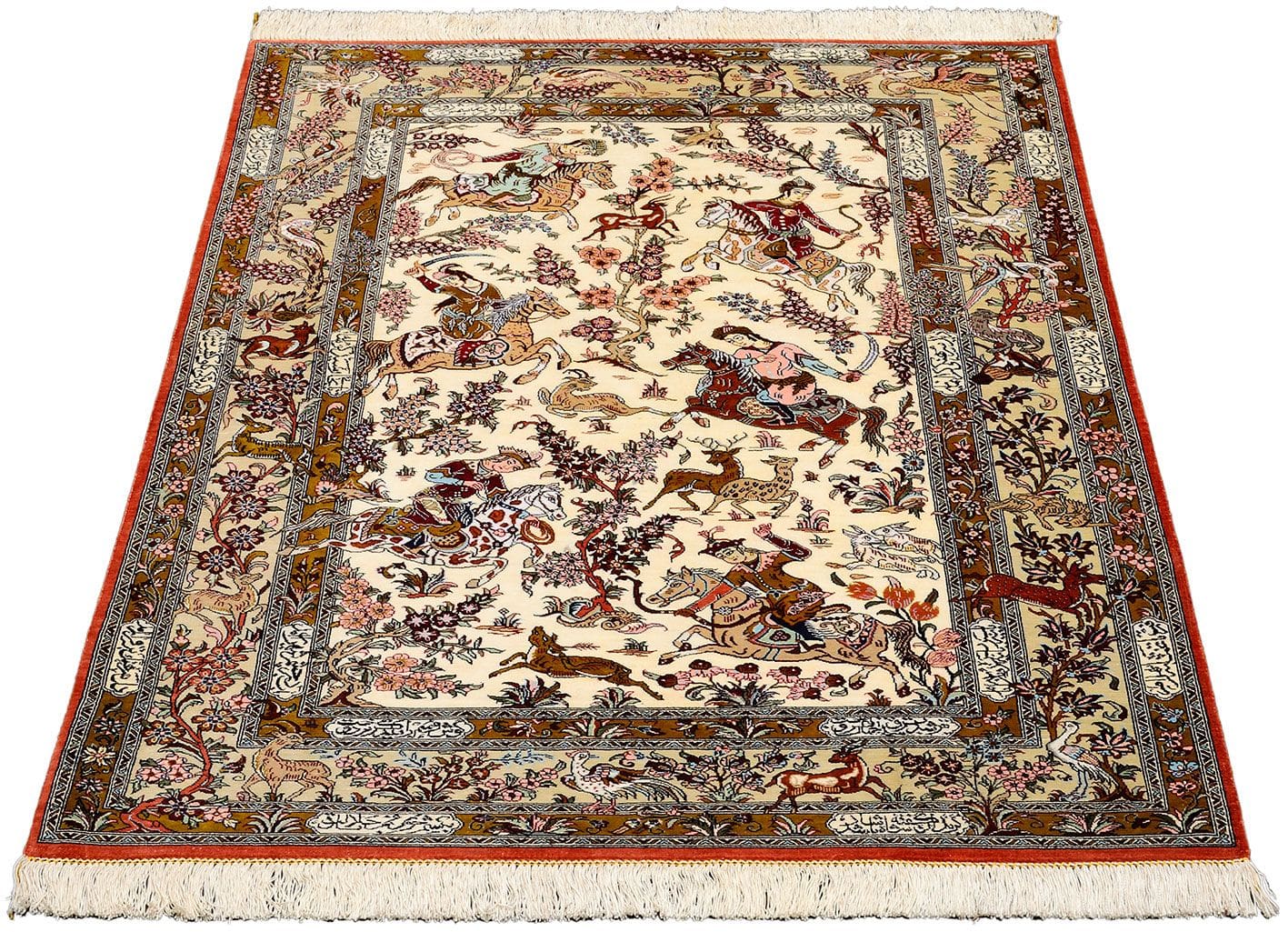 Handgeknüpfter Ghom Perserteppich, 102 × 149 cm, Seide
