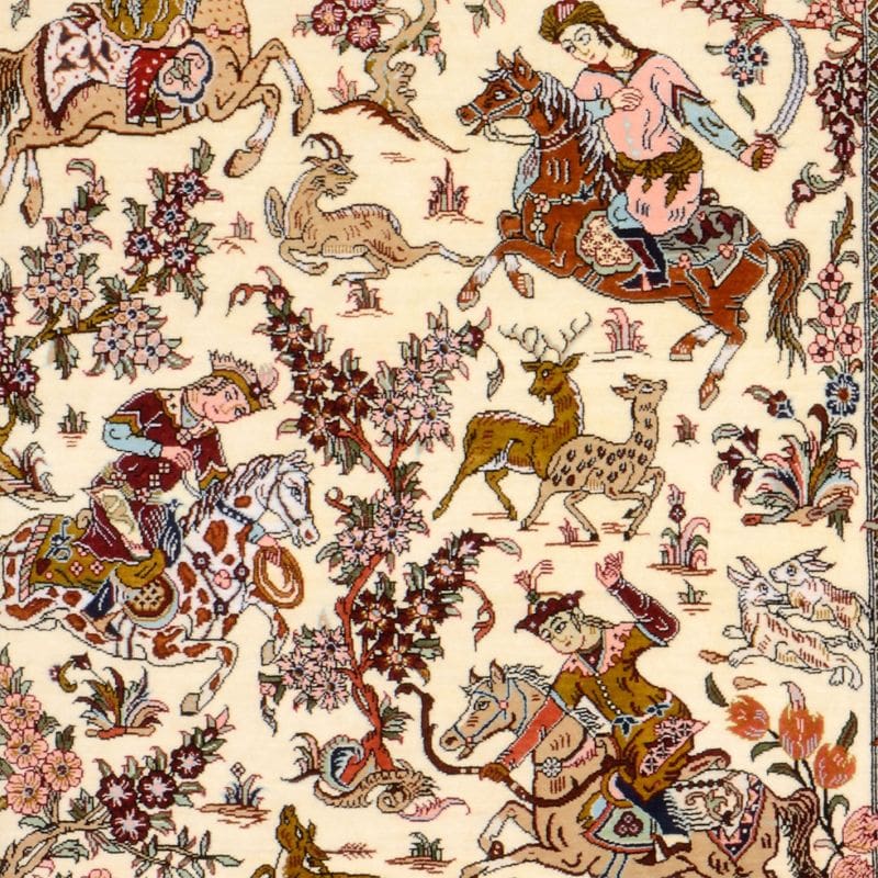 Handgeknüpfter Ghom Perserteppich, 102 × 149 cm, Seide