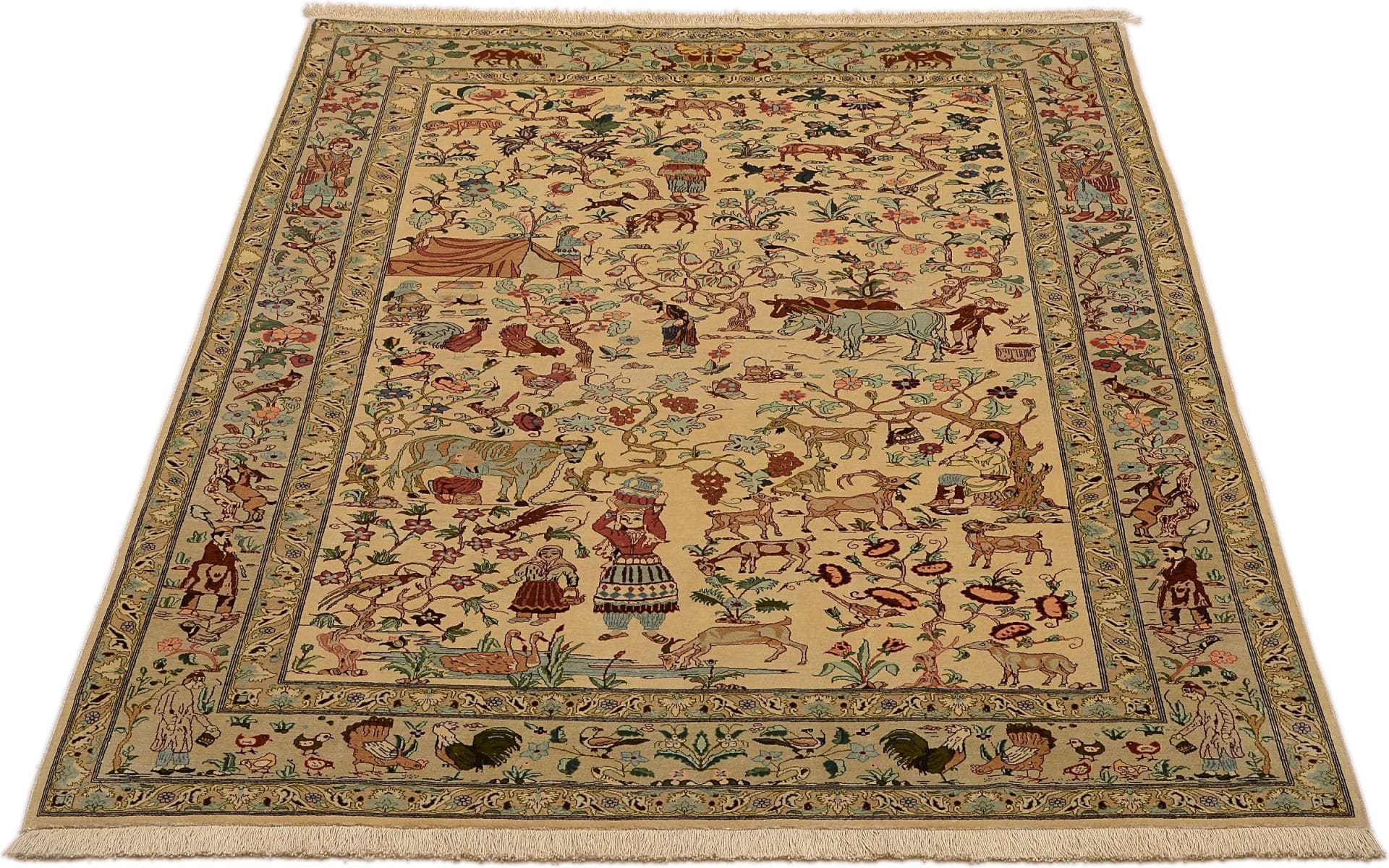 Antiker Ghom Perserteppich aus Iran, 136 × 197 cm