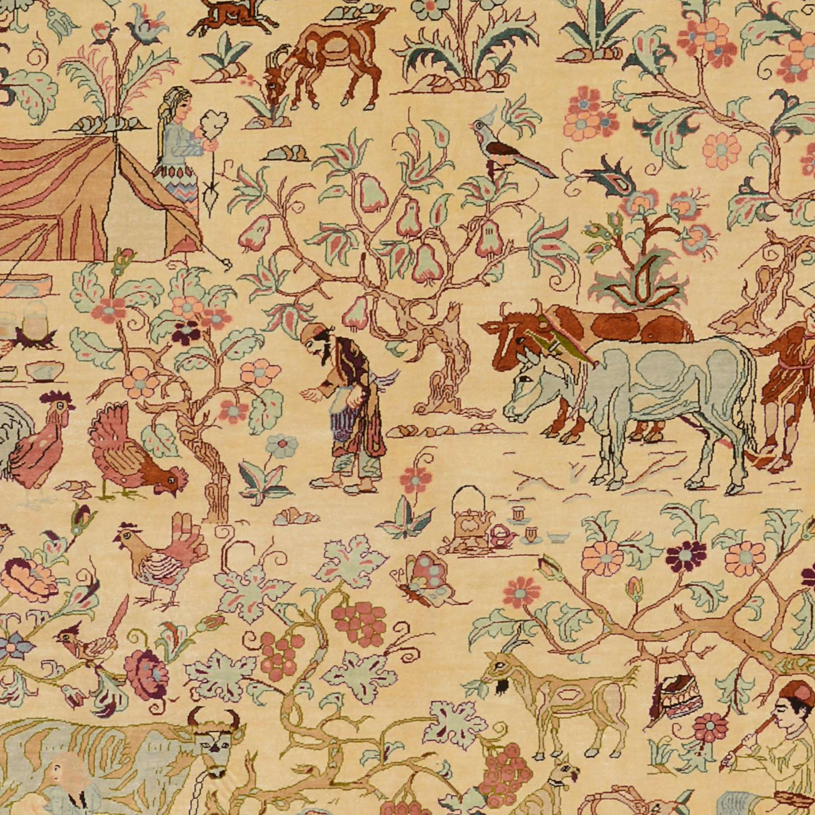 Antiker Ghom Perserteppich aus Iran, 136 × 197 cm