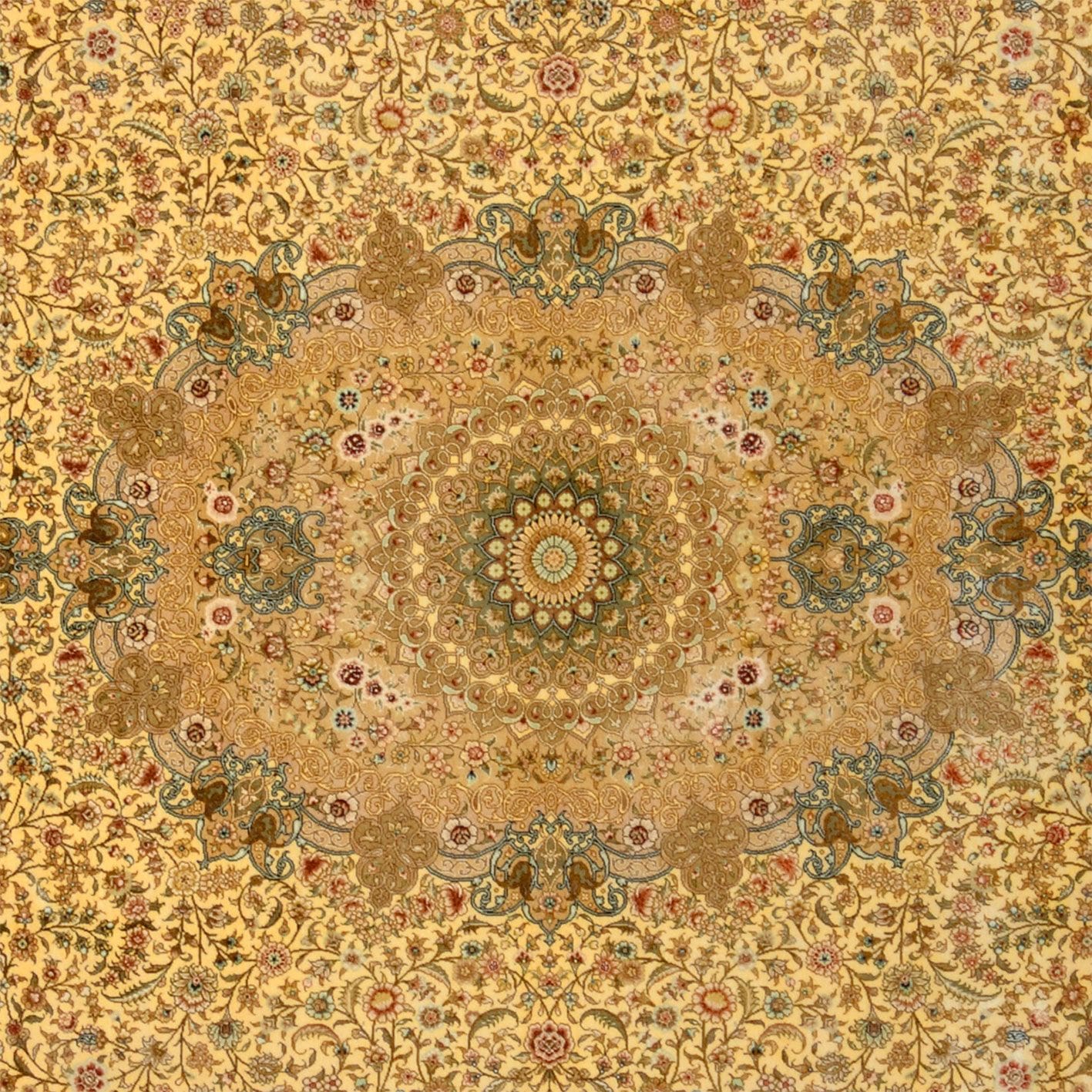 Hereke Teppich 249 × 311 cm aus Seide, handgeknüpft