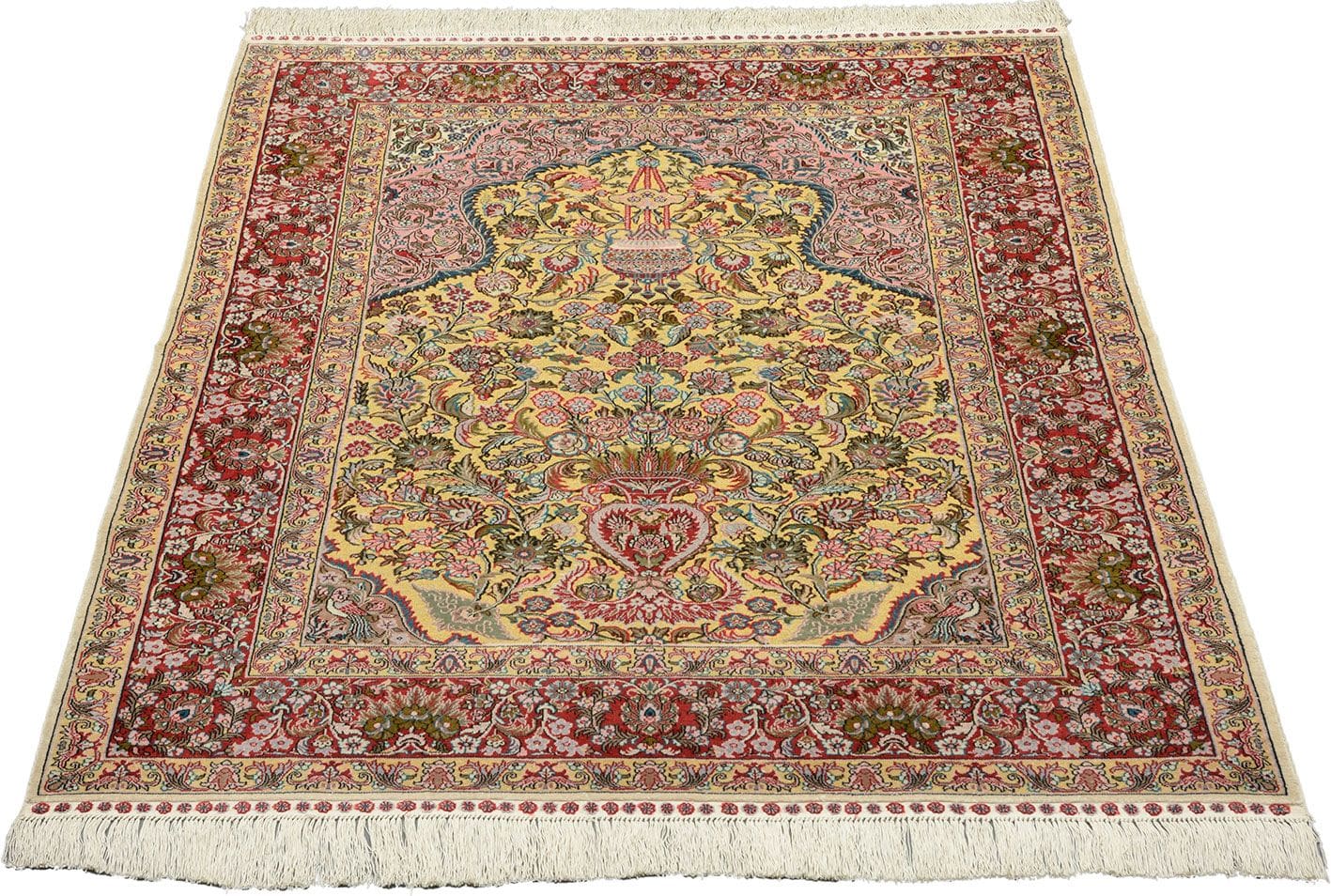 Handgeknüpfter Hereke Teppich, 107 × 141 cm, Seide
