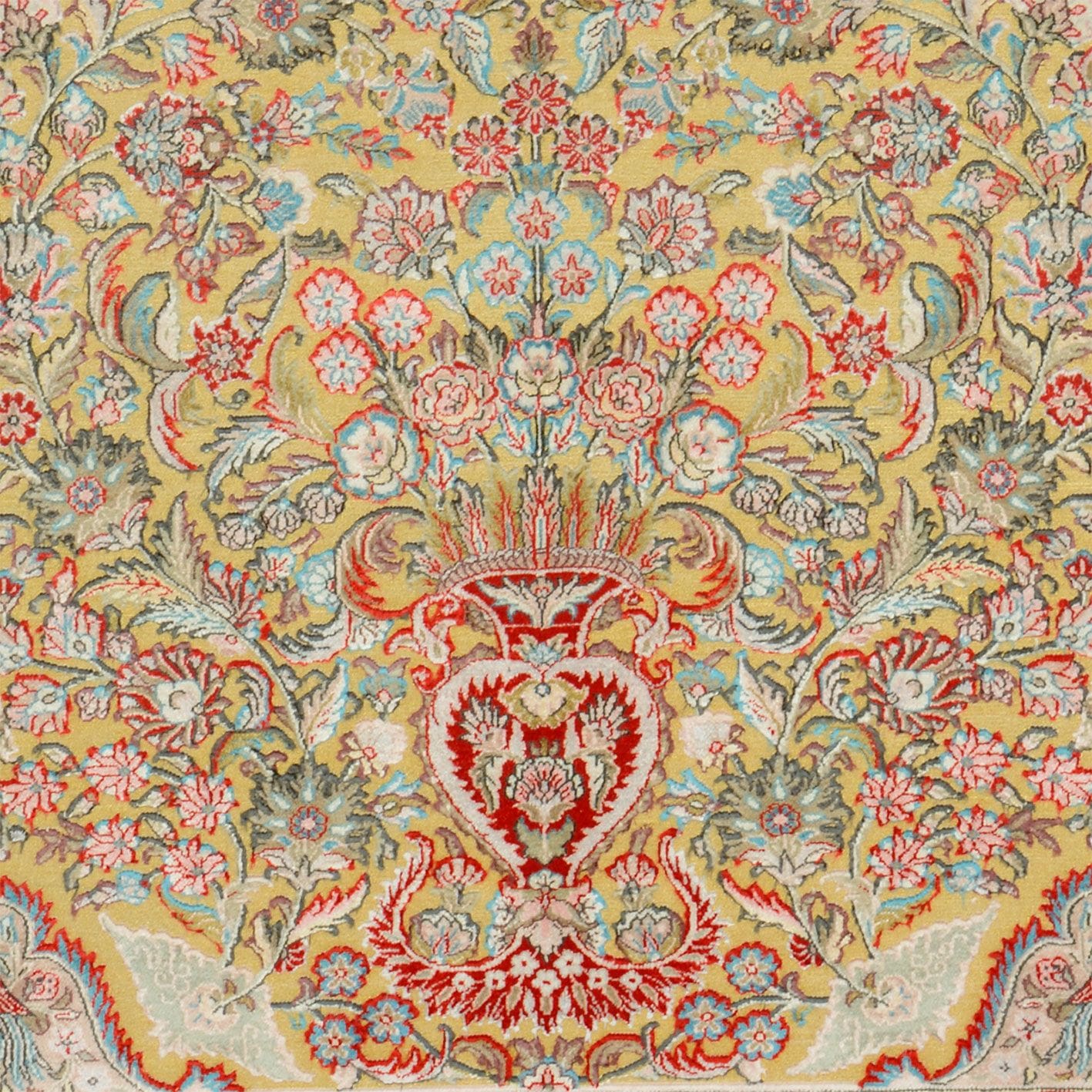 Handgeknüpfter Hereke Teppich, 107 × 141 cm, Seide
