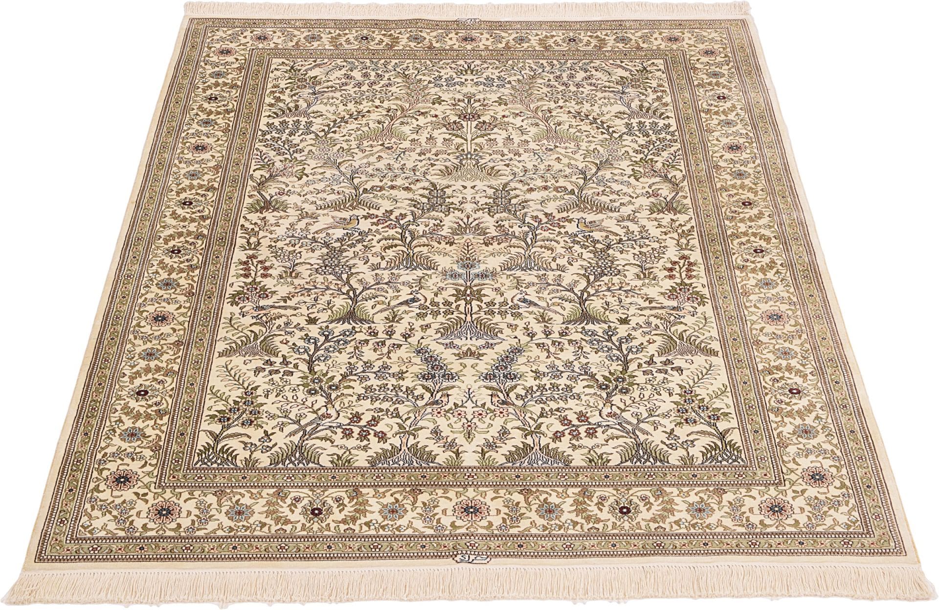 Handgeknüpfter Hereke Teppich, 128 × 188 cm, Wolle & Seide