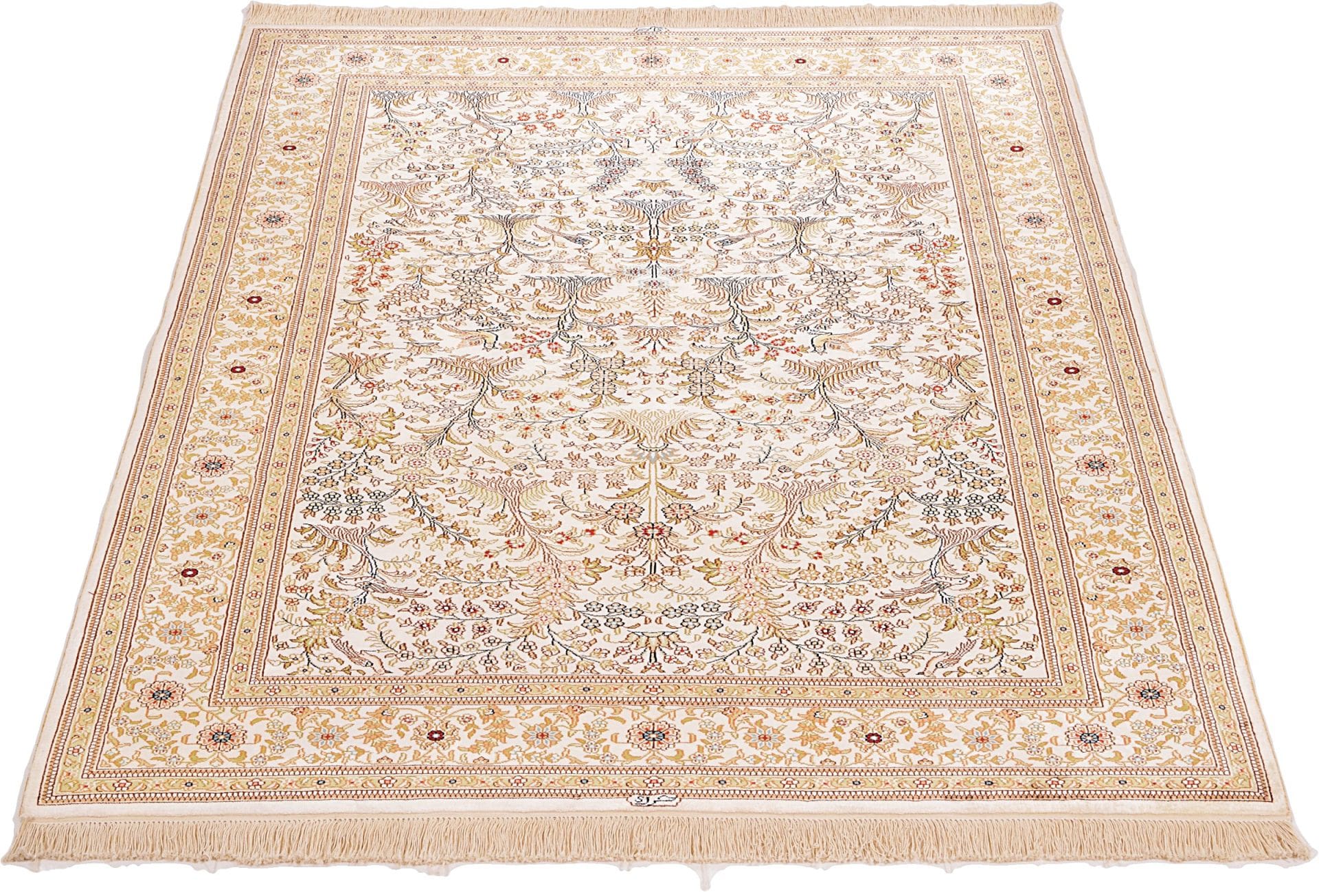 Handgeknüpfter Hereke Teppich, 128 × 188 cm, Wolle & Seide