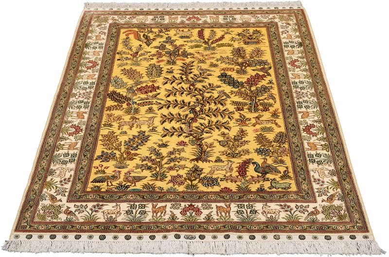 Hereke Teppich 127 × 178 cm aus Seide, handgeknüpft