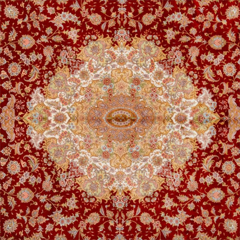 Hereke Teppich 277 × 371 cm aus Seide, handgeknüpft