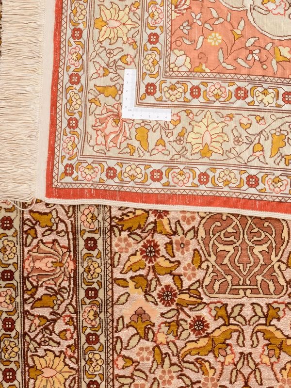 hereke-teppich-68-x-96-cm-seide-600000-knoten-handgeknupft-2 Handgeknüpfter Hereke Orientteppich 68 × 96 cm